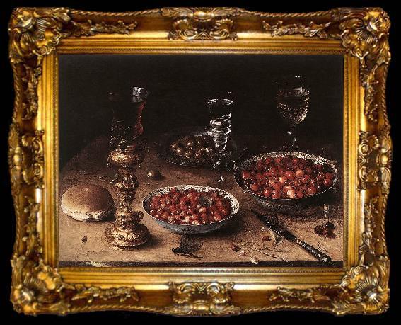 framed  BEERT, Osias Still-Life with Cherries and Strawberries in China Bowls, ta009-2