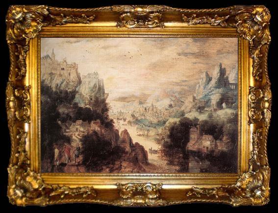 framed  BLES, Herri met de Landscape with Christ and the Men of Emmaus fdg, ta009-2