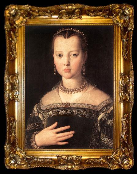 framed  BRONZINO, Agnolo Portrait of Maria de Medici, ta009-2
