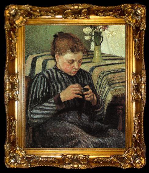 framed  Camille Pissaro Girl Sewing, ta009-2
