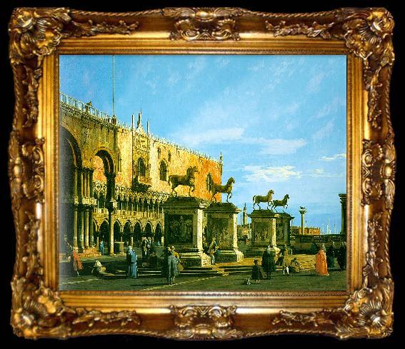 framed  Canaletto Capriccio, The Horses of San Marco in the Piazzetta, ta009-2
