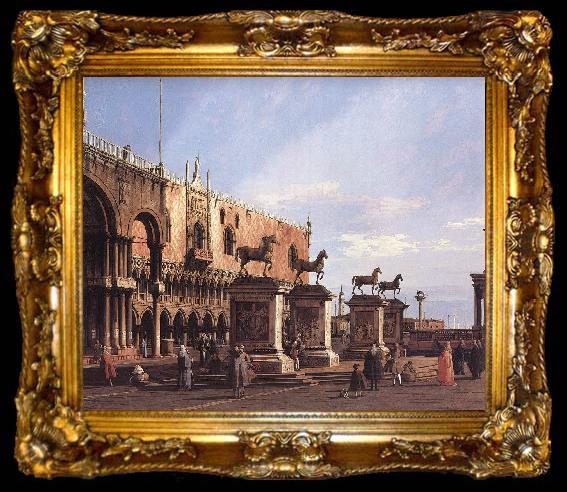 framed  Canaletto Capriccio: The Horses of San Marco in the Piazzetta, ta009-2