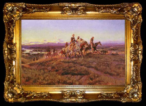 framed  Charles M Russell Men of the Open Range, ta009-2