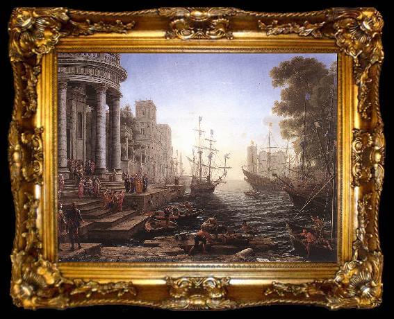 framed  Claude Lorrain Port Scene with the Embarkation of St Ursula fgh, ta009-2