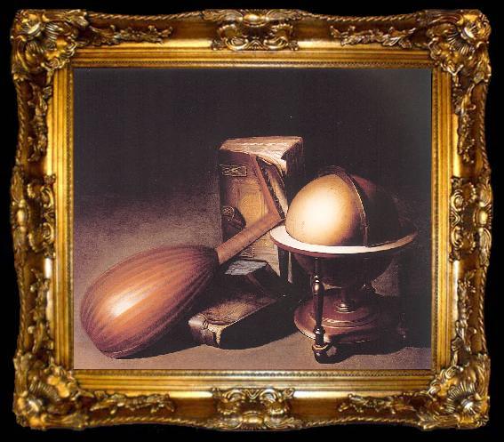 framed  Dosso Dossi Still Life with Globe, Lute and Books, ta009-2