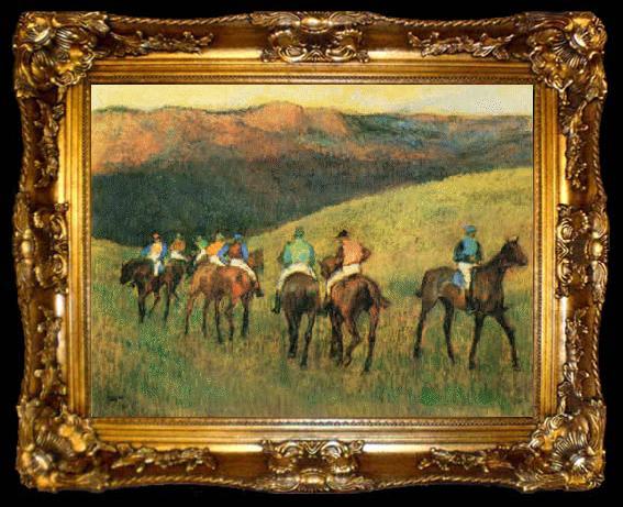 framed  Edgar Degas Racehorses in Landscape, ta009-2