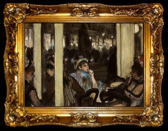 framed  Edgar Degas Women in Front of a Cafe, Evening, ta009-2