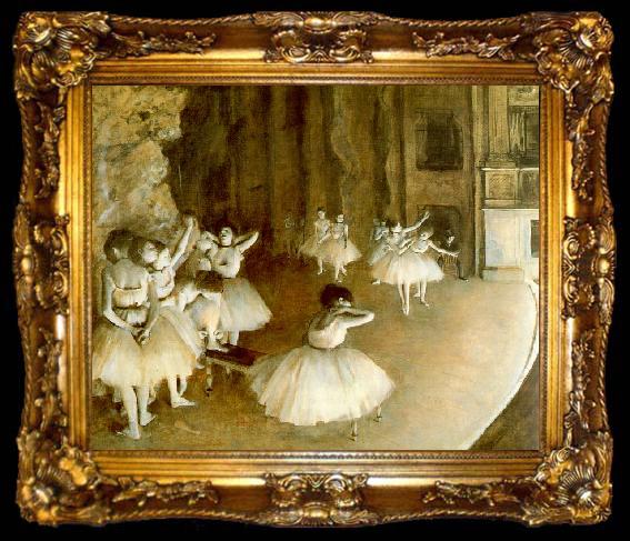 framed  Edgar Degas Ballet Rehearsal on Stage, ta009-2