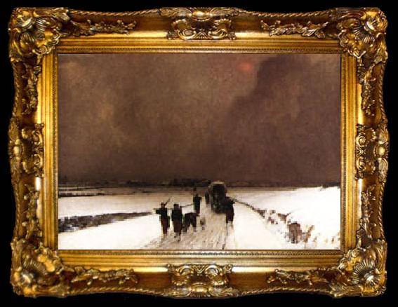 framed  Fleury Chenu The Stragglers Impression of Snow, ta009-2