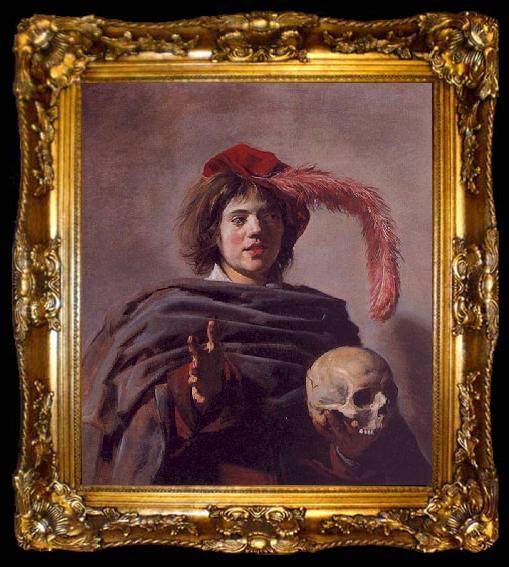 framed  Frans Hals Portrait of a Young Man with a Skull, ta009-2
