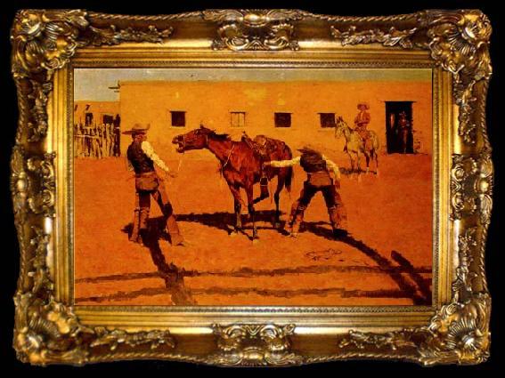 framed  Frederick Remington His First Lesson, ta009-2