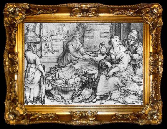 framed  GOLTZIUS, Hendrick The Rich Kitchen dfg, ta009-2