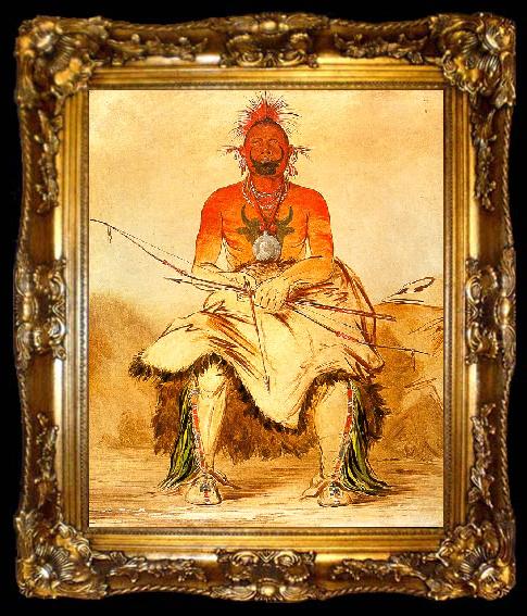 framed  George Catlin Buffalo Bull : A Grand Pawnee Warrior, ta009-2