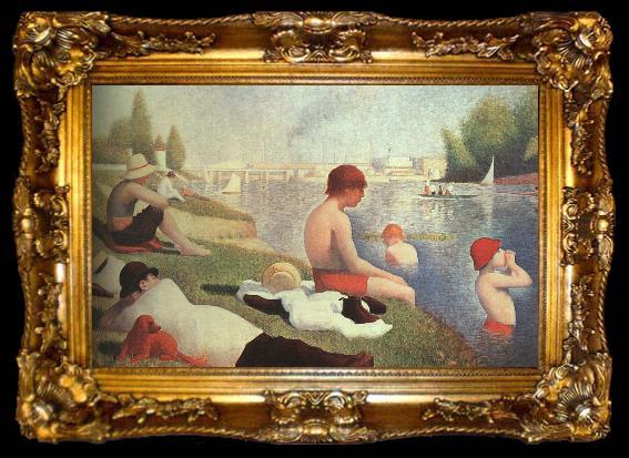 framed  Georges Seurat Bathing at Asniers, ta009-2