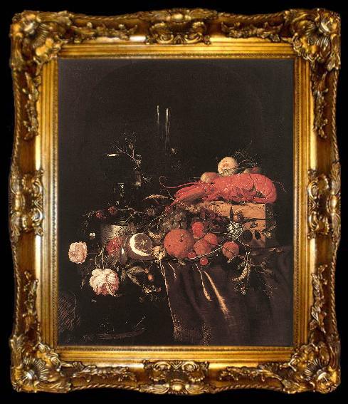 framed  HEEM, Jan Davidsz. de Still-Life with Fruit, Flowers, Glasses and Lobster sf, ta009-2