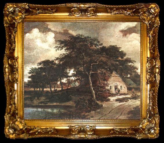 framed  HOBBEMA, Meyndert Landscape with a Hut f, ta009-2