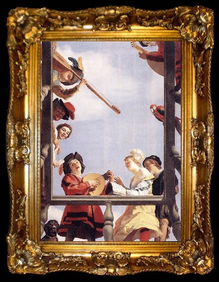 framed  HONTHORST, Gerrit van Musical Group on a Balcony sf, ta009-2