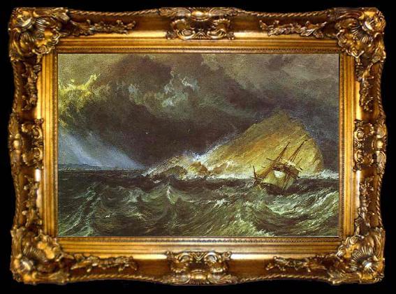 framed  J.M.W. Turner The Mew Stone at the Entrance of Plymouth Sound., ta009-2