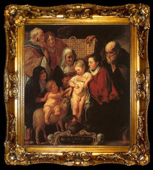 framed  Jacob Jordaens The Holy Family with St.Anne, the Young Baptist and his Parents, ta009-2