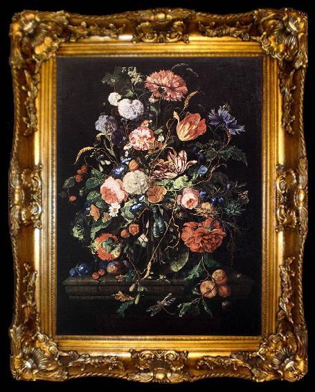 framed  Jan Davidsz. de Heem Flowers in Glass and Fruits, ta009-2