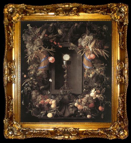 framed  Jan Davidsz. de Heem Eucharist in Fruit Wreath, ta009-2