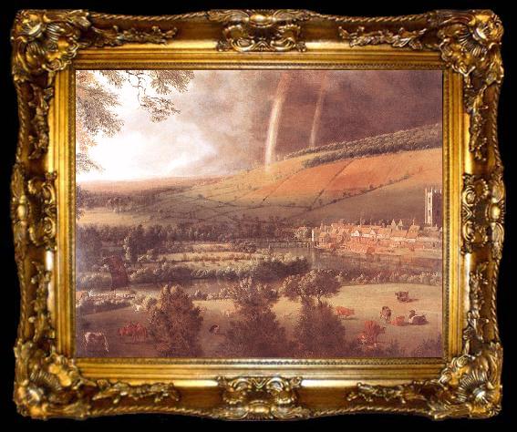 framed  Jan Siberechts Landscape with Rainbow, Henley -on-Thames, ta009-2
