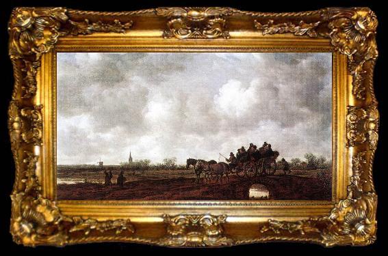 framed  Jan van Goyen Horse Cart on a Bridge, ta009-2