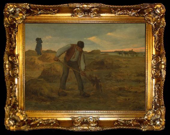 framed  Jean-Franc Millet Peasand spreading manure, ta009-2