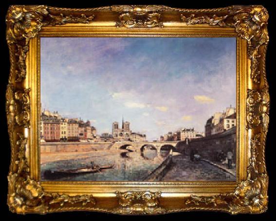 framed  Johan-Barthold Jongkind The Seine and Notre-Dame de Paris, ta009-2