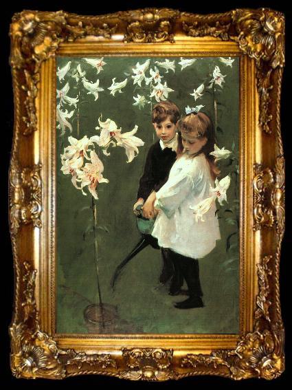 framed  John Singer Sargent Garden Study of the Vickers Children, ta009-2