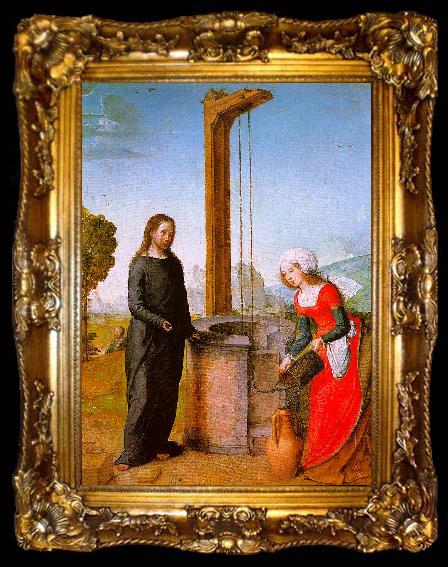 framed  Juan de Flandes Christ and the Woman of Samaria, ta009-2