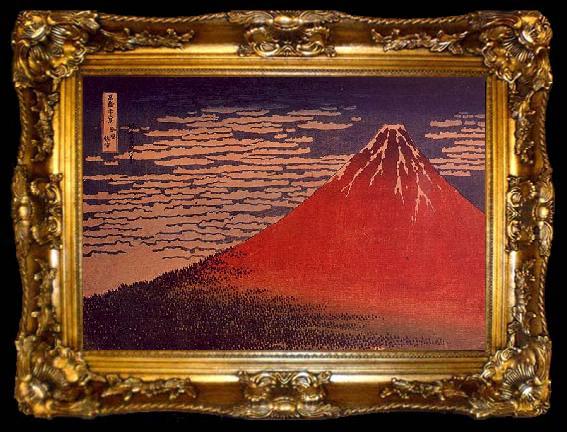 framed  Katsushika Hokusai Mount Fuji in Clear Weather, ta009-2