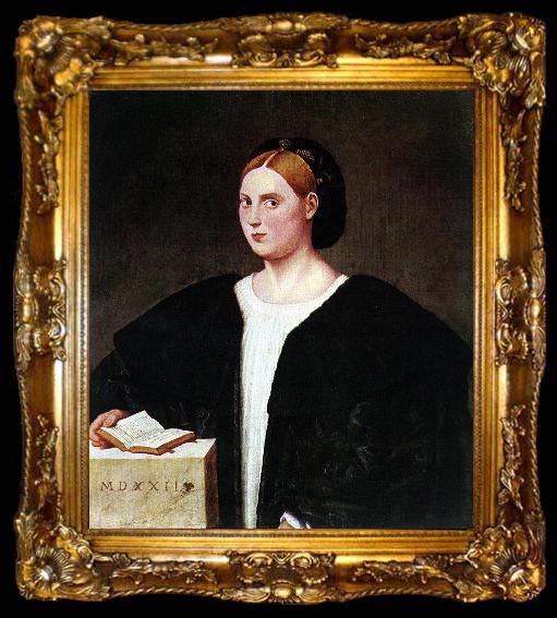 framed  LICINIO, Bernardino Portrait of a Woman  g, ta009-2