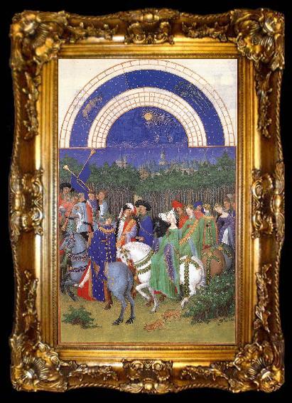 framed  LIMBOURG brothers Les trs riches heures du Duc de Berry: Mai (May) g, ta009-2