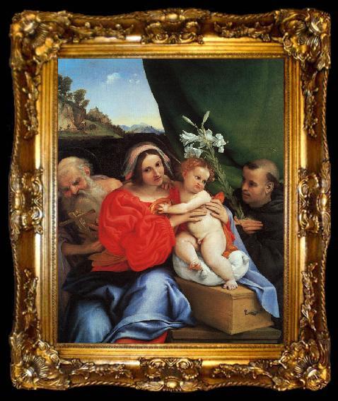 framed  Lorenzo Lotto Virgin and Child with Saints Jerome and Anthony, ta009-2