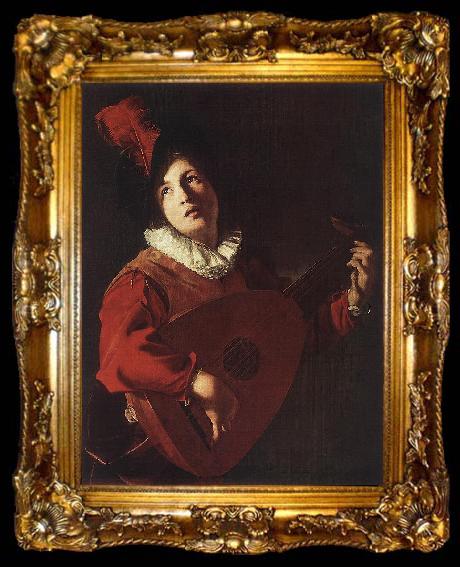 framed  MANFREDI, Bartolomeo Lute Playing Young sg, ta009-2