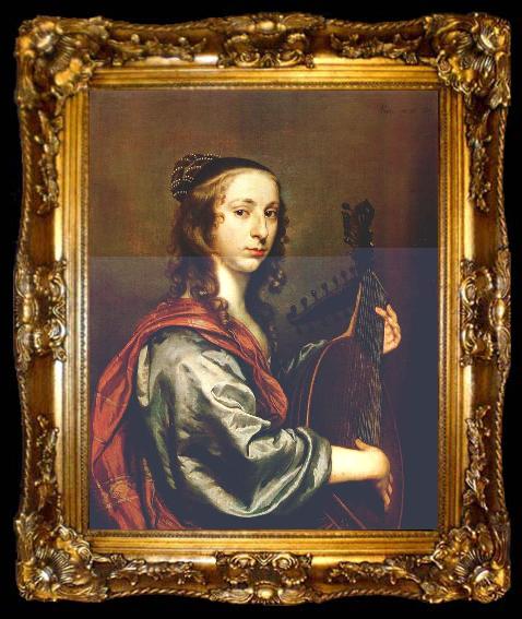 framed  MIJTENS, Jan Lady Playing the Lute stg, ta009-2