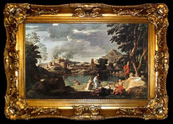 framed  Nicolas Poussin Landscape with Orpheus and Euridice, ta009-2