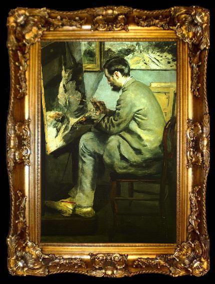 framed  Pierre Renoir Bazille at his Easel, ta009-2