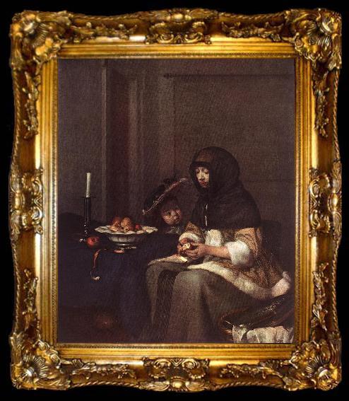 framed  TERBORCH, Gerard Woman Peeling Apple sdy, ta009-2