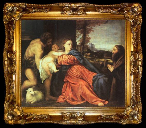 framed  TIZIANO Vecellio Holy Family and Donor t, ta009-2