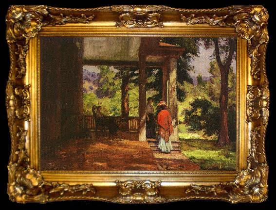 framed  Theodore Clement Steele Woman on the Porch, ta009-2