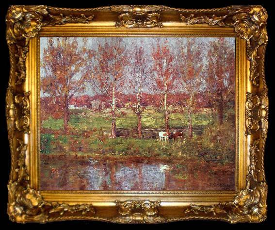 framed  Theodore Clement Steele Cows by the Stream, ta009-2