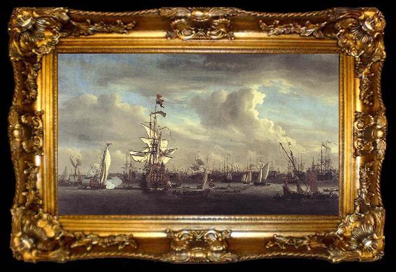 framed  VELDE, Willem van de, the Younger The Gouden Leeuw before Amsterdam t, ta009-2