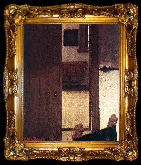 framed  VERMEER VAN DELFT, Jan A Woman Asleep at Table (detail) aer, ta009-2
