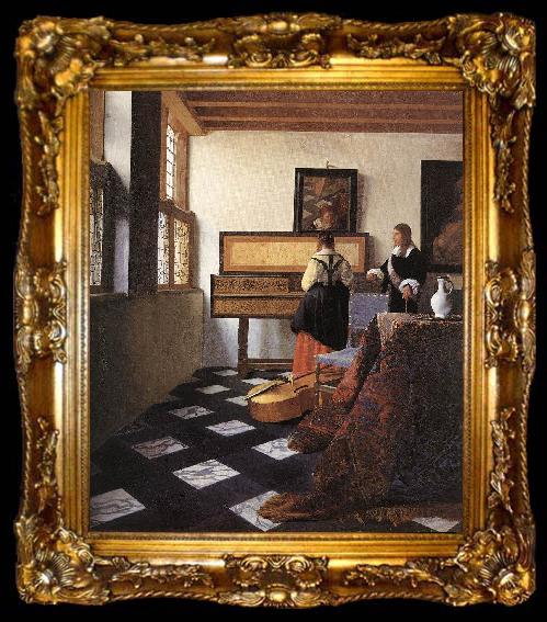 framed  VERMEER VAN DELFT, Jan A Lady at the Virginals with a Gentleman wt, ta009-2