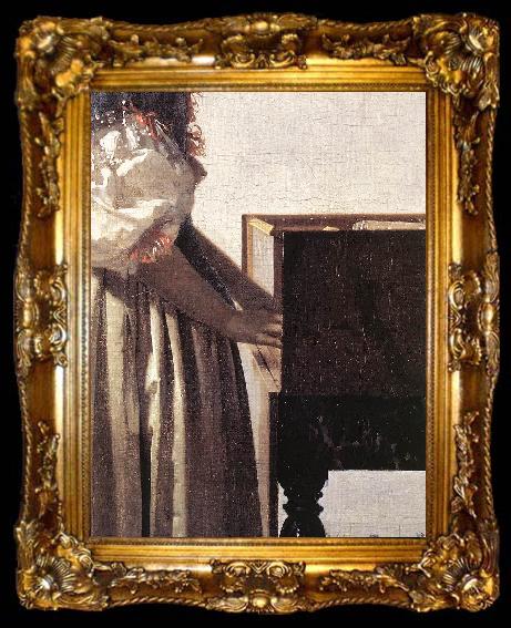 framed  VERMEER VAN DELFT, Jan Lady Standing at a Virginal (detail) wer, ta009-2