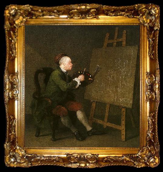 framed  William Hogarth Self Portrait at the Easel, ta009-2