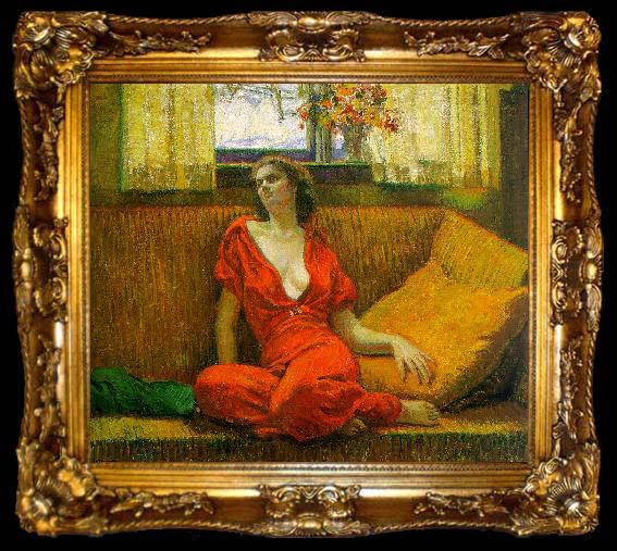 framed  Wilson Irvine Lady in Red, ta009-2