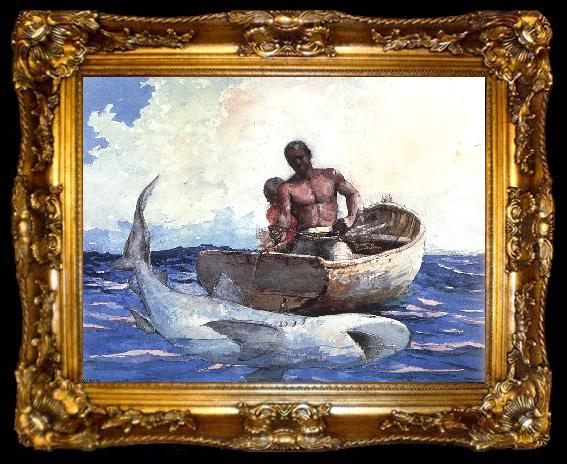 framed  Winslow Homer Shark Fishing, ta009-2